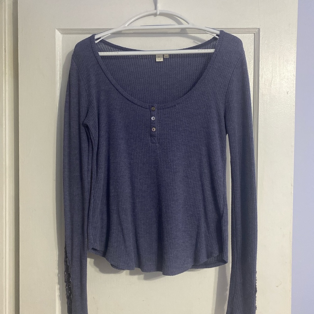 Purple Henley with sleeve detailing